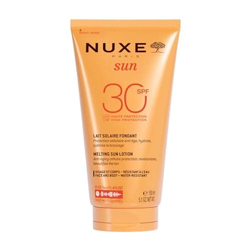 Image of Nuxe Melting Sun Lotion SPF30 150ml, Broad-Spectrum Face & Body Sunscreen, Protects from UVA/UVB & Blue Light, Enhances Tan with Patented Filters, Vegan Formula