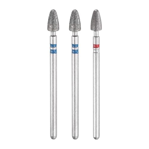 Image of sourcing map 3pcs Diamond Grinding Bit Set 4mm Bullet-Head 2.35mm Shank 7mm Length Stone Sanding Drill Bits Rotary Tool for Ceramic Glass Nails Grinding Polishing