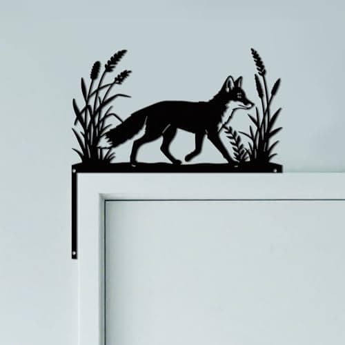 Image of CUTHOLLOW Fox Door Topper Sign Wall Art Decor, 9.8"x9.8" Double-sided Metal Unique Hanging Above Door Frame Corner Accent for Home Front Door Hallway Baseball Room Entryway