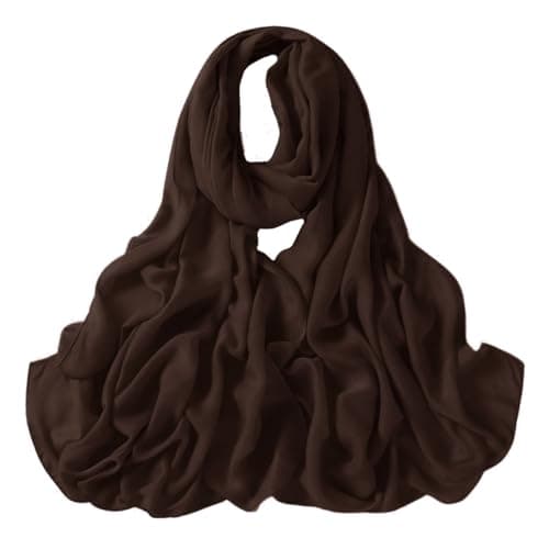 Image of Lina & Lily Luxury Women's Bamboo Viscose Woven Scarf Shawl Wrap Solid Lightweight (Chocolate Brown)
