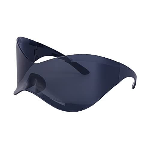 Image of LJCZKA Rimless Wrap Around Sunglasses for Women Men, Oversized Futuristic Sunglasses y2k Fashion Eye Glasses Trendy Shades UV400 Protection