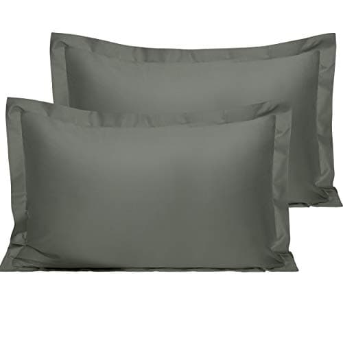 Image of NTBAY 2 Pack 500 Thread Count 100% Egyptian Cotton Oxford Pillowcases, Super Soft and Breathable Euro Standard Pillow Cases | Hotel Quality Pillow Shams, 50x75 cm, Dark Grey