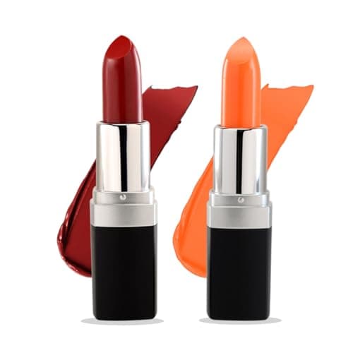 Image of (Set Of 2) Lipstick Rich Pigmented and Creamy Lipstick Moisturising Vegan and halal Lipsticks (02 Frosted Toast + 23 Soft Cherry)
