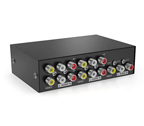 Image of AV RCA Switch Box 4 way, MT-ViKI Audio Video Switcher Composite Video L/R Audio Selector Box for DVD STB Game Consoles (4 in 1 out)