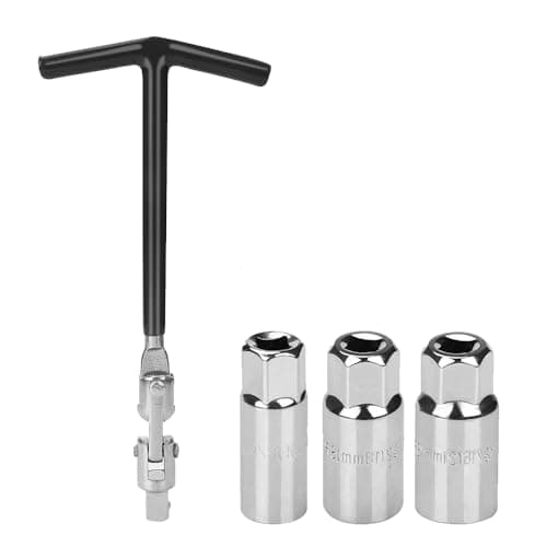 Image of Crozgan Black Spark Plug Tool Set Spark Plug Socket Wrench T-Handle Plug Socket Spark Plug Removal Tool Steel Spark Plug Spanner 16mm 18mm 21mm