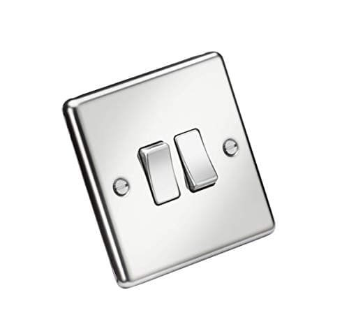 Image of Knightsbridge CL3PC 10AX 2G 2 Way Plate Switch - Rounded Edge Polished Chrome