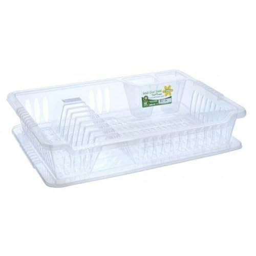 Image of Hobby Clear Medium Plastic Dish Drainer Plate and Cutlery Rack with Drip Tray