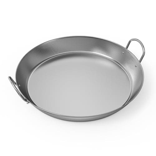 Image of onlyfire Φ44.5 cm Paella Pan, Universal Iron Grill Pan for Gas and Charcoal Grills, Stovetop and Oven