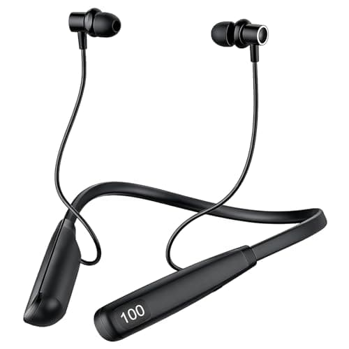 Image of Bluetooth 5.4 Neckband Earphones Wireless IPX6 Waterproof Type-C Charging Magnetic Headset with Noise Cancelling Long Battery Life Neckband Bluetooth Headphones with Mic Suitable for Running Black