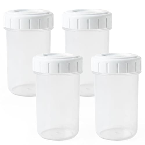 Image of WINSOME Plastic Beaker with Lid | 4 x 400ml Plastic Beaker Cup Twist Seal Screw Lid | Microwave & Dishwasher Safe Airtight Food Storage Container