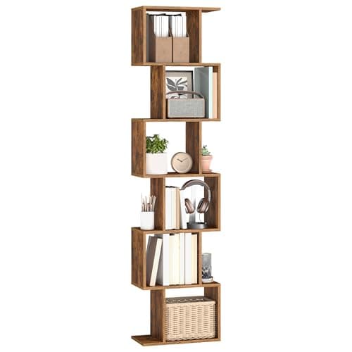 Image of VASAGLE Bookshelf, 6-Tier Bookcase, 24 x 40 x 191 cm, Room Divider, Cube Display Shelf, Freestanding Storage Shelf, for Living room, Bedroom, Office, Rustic Brown LBC461K01
