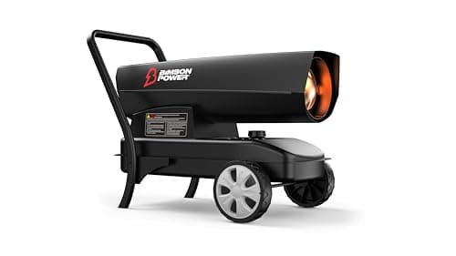 Image of Bimson Power 37kW Diesel/Kerosene Space Heater, 125,000 BTU Industrial Portable Heater for Workshop, Garage, Shed, Greenhouse & Outdoor Heating, Large Fuel Tank, Adjustable Thermostat, 3 Year Warranty