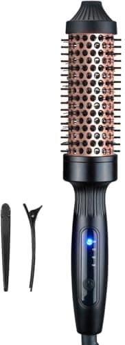 Image of 38mm Thermal Brush, Heated Hot Brush, Thermal Round Iron Smooth Shine Volumize Comb, Heated Curling Iron Create Natural Curls, UK Plug Dual Voltage, Rose Black