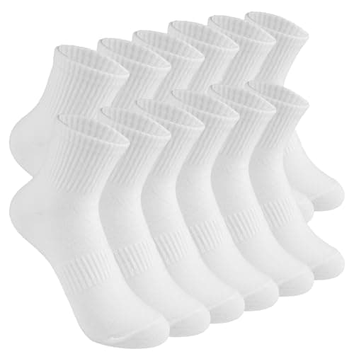 Image of Maxmoc 6 Pairs White Socks Women, Breathable Wicking White Ankle Sock, Women's Cushioned Athletic Socks, Trainer Sports Socks with Foot Support, for Women Men Sports Daily Use