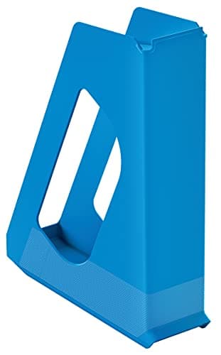 Image of Esselte A4 Magazine File, Desktop Storage Organiser for Catalogues, Brochures, Papers and Folders, Strong Plastic File, VIVIDA Range, Blue, 628218
