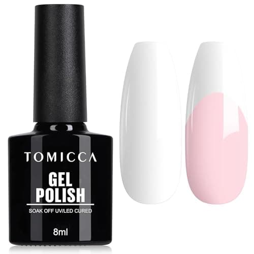 Image of TOMICCA Gel Nail Polish, White Color Gel Polish Soak Off UV LED Gel Varnish Nail Art Manicure Salon DIY for Professional, Salon & Home 8ml