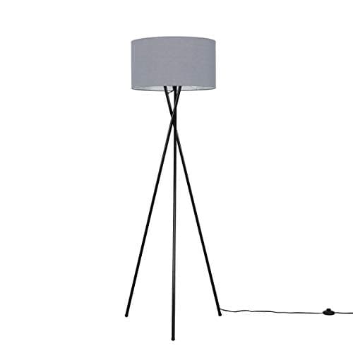 Image of MiniSun | Modern Gloss Black Metal Tripod Floor Lamp with a Dark Grey Shade | Floor Lamps & Torchieres, Home Décor, Improvement & Lifestyle Essential