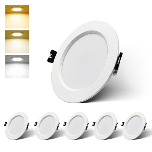 Image of FWoche LED Recessed Ceiling Light 10W 230V Ceiling Spotlights， Ultra Slim Recessed Downlight 3000K Warm White 6000K Cool White 4000K Neutral White for Bathroom Living Room (6 Pack)