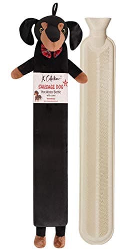 Image of Extra Long Hot Water Bottle – Super Soft Novelty Plush Cover – Natural Rubber 2L Capacity – 72cm Long – Perfect for Pain Relief on Aches or Injuries (Sausage Dog)
