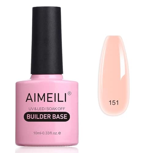 Image of AIMEILI 5 in 1 Nude Builder Base Gel, Clear Sheer Color UV LED Gel Nail Polish for Strengthening & Repairing Nails, Long Lasting & Easy to Apply - (151) 10ml, 41.0 grams