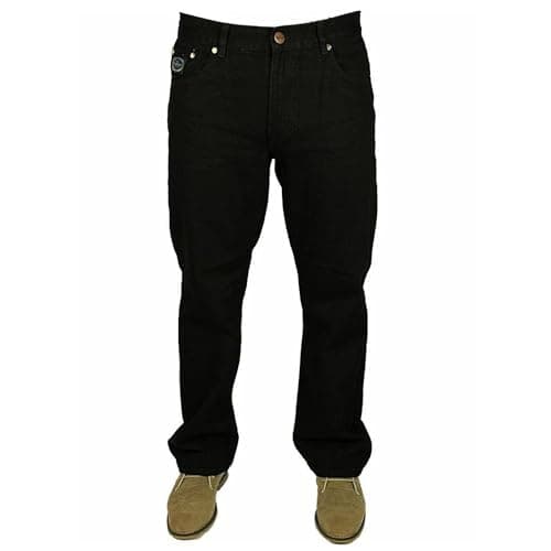Image of Forge Men Straight Leg Jeans Heavy Duty Denim Pants Regular Fit Trousers for Workwear Men UK, Black Colour, Size- 44W / 30L