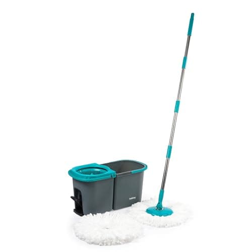 Image of Beldray Antibac Dual Compartment Spin Mop & Refill Head - String Mop with Refill Head & Dual Buckets for Clean/Dirty Water, 2 Handles for Easy Maneuverability, Pedal Activated Spin Function