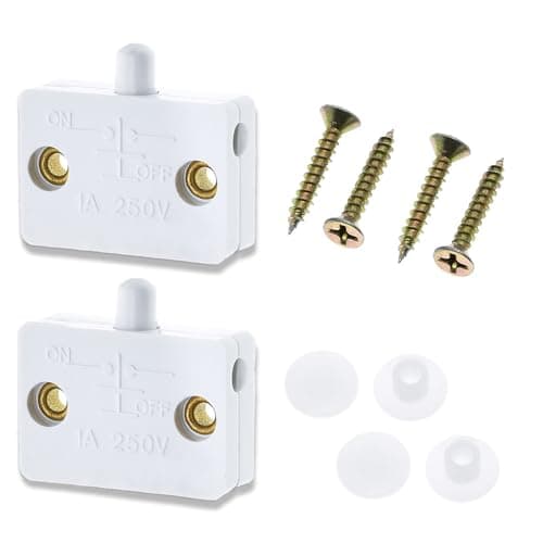 Image of 2 Pack Cupboard Door Switch 1A 250V, Cupboard Light Control Switch, Auto Control Push to Break Light, Pressure-sensitive Touch Lamp for All Kinds of Cabinet Doors