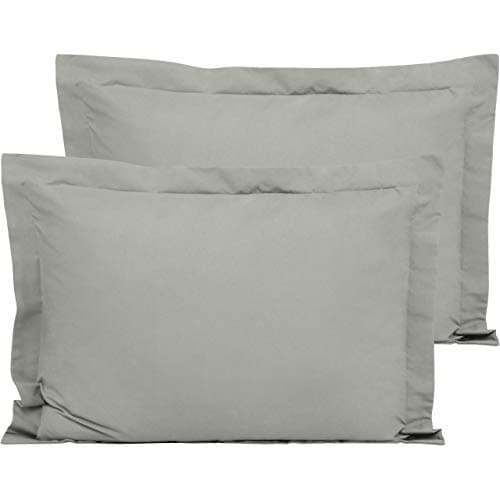 Image of FLXXIE 2 Pack 100% Brushed Microfiber 1800 Oxford Pillowcases, Stain Fade and Wrinkle Resistant, Soft and Cozy Standard Oxford Pillow Cases | Hotel Quality Pillow Shams, Smoke Grey, 50x75 cm