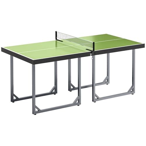 Image of HOMCOM 6ft Table Tennis Table, Ping Pong Table with Net, Foldable and Portable Ping Pong Set for Indoor Outdoor Use, Easy Assemble, Midsize, Green