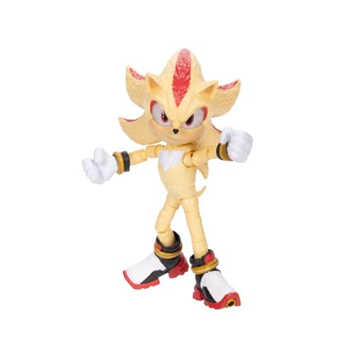 Image of Sonic The Hedgehog Sonic 3 Movie Super Shadow Action Figure by Jakks Pacific, Stands 5” / 13 cm Tall, Highly Articulated for Boys/Girls, Officially Licensed 3 Movie, Suggested for Ages 3+