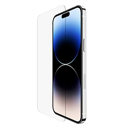 Image of Belkin UltraGlass iPhone 14 Pro Max Screen Protector, AntiMicrobial-Treated, Easy Bubble Free Application with Included Installation Guide Tray, 9H Hardness Tested
