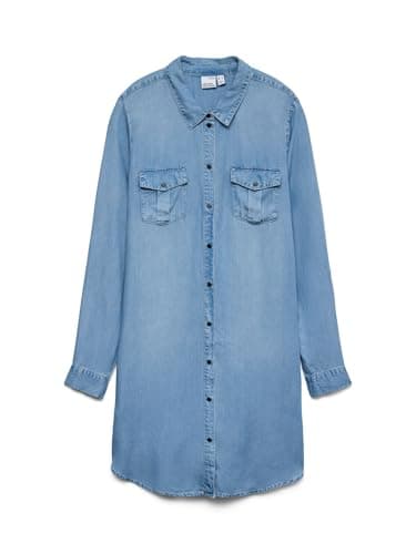 Image of Vero Moda Women's Vmsilla Ls Short Dress Lt Bl Noos Ga, Light Blue, L