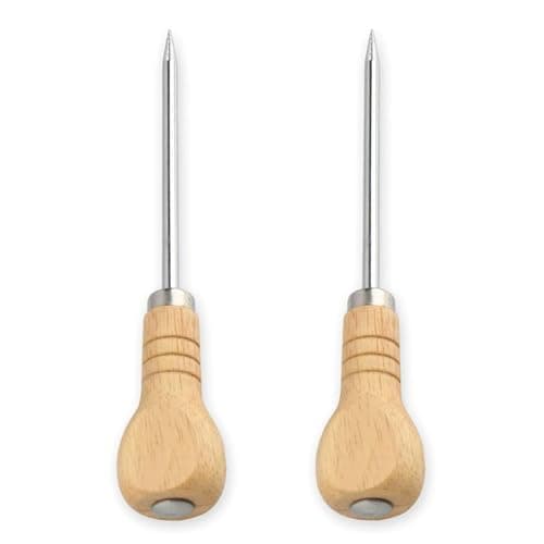 Image of 2 PCS Bradawl Tool for Wood – Heavy Duty Awl Tool with Wooden Handle, Bradle Tool for Leather, Fabric & Carpentry – Manual Punch Tool for Woodworking, DIY, Crafts & Carpenter Tools