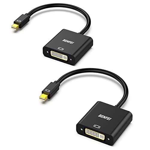 Image of BENFEI Mini DisplayPort to DVI 2 Pack, Gold-Plated Mini DP (Thunderbolt 2 Compatible) to DVI Adapter Compatible with MacBook Air/Pro, Microsoft Surface Pro/Dock, Monitor, Projector and More