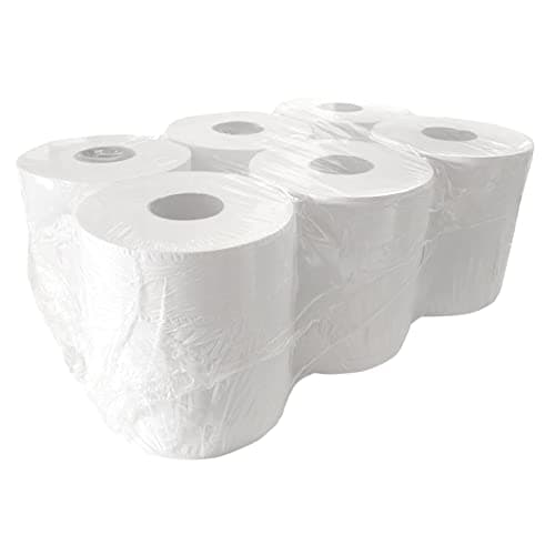 Image of IDEAL 365, White Paper Rolls 6 x 2 Ply Embossed Paper Centre Feed Roll Towels White