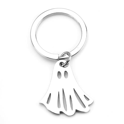 Image of FRULX Unique Ghost Cutout Keyring for Teachers Gifts,Halloween Keychains,Fun Keychains,Personalised Gifts,Personalised Keyring,Cute Keyring,Friendship Gifts for Women,Keyring,Craft Keychain