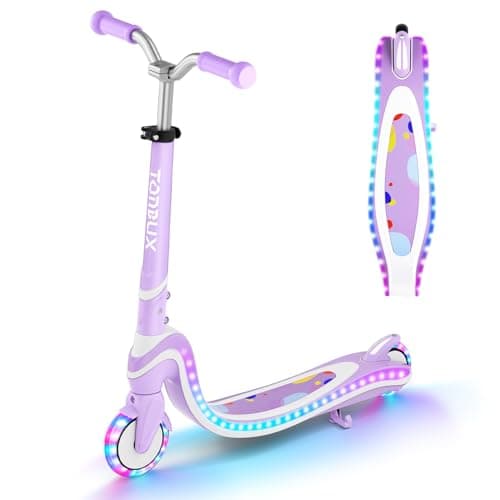 Image of Scooter for Kids Ages 3-12 TONBUX 2 Wheel Kids Scooter with Light Up Wheels & Stem & Deck, 3 Adjustable Height Handle, Lightweight Portable Kick Scooters for Girls Boys Toddler, up to 50kg