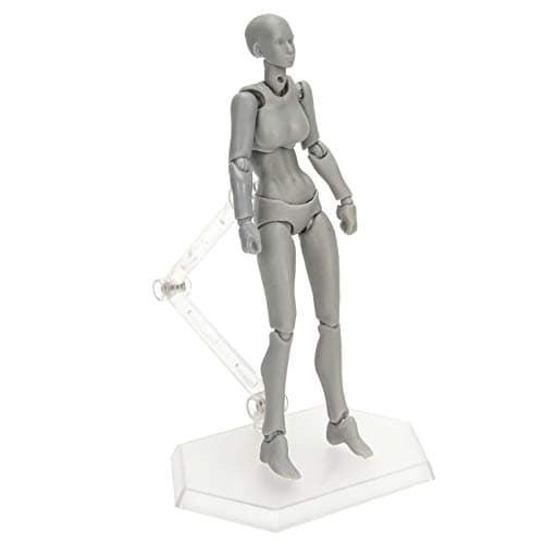 Image of Jonlaki PVC Artists Action Figure Human Drawing Model Mannequin with Movable Joints and Stand, Ideal for Sketching & Photography Props (Grey)