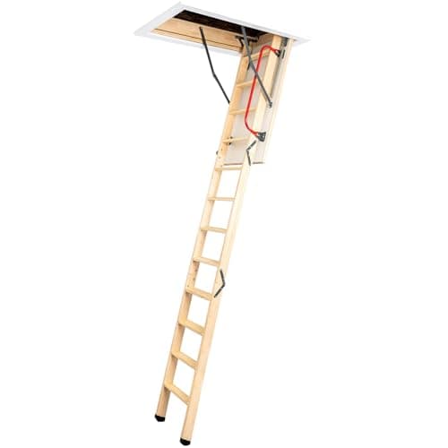 Image of LOFT-TRAC Deluxe Wooden Loft Ladder, Folding Attic Ladders with Handrail and Insulated Hatch Door, Loft Ladders Pull Down with Non-Slip Steps, Floor to Ceiling Heights up to 2.8m (55 x 111cm)