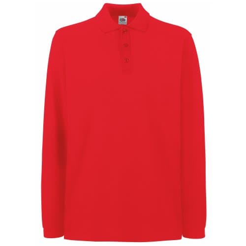 Image of Fruit of the Loom Men's Premium Long Sleeve Polo Shirt, Red, X-Large