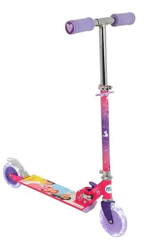Image of Disney Princess Kids Light-Up 2 Wheel Inline Scooter | Officially Licensed Girls Unisex | Folding Adjustable Two Wheeled Scooter Pink | Age 5+