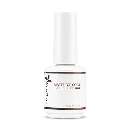 Image of Nicedeco Matte Top Coat Gel Nail Polish, 15ML No Wipe Matte Top Coat UV LED Transparent Gel Polish, Long Lasting, Clear
