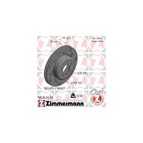 Image of ZIMMERMANN 150.3434.55 Front Right Brake Disc Diameter 348 mm Internally Vented Slotted Compatible with BMW 5 Saloon E60 34116763824