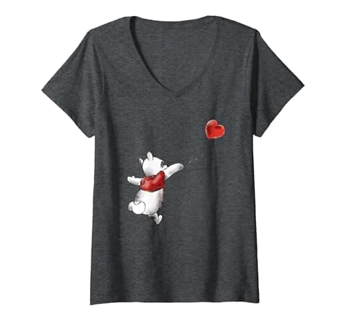 Image of Women's Winnie The Pooh Balloon V-Neck T-Shirt, Dark Heather Grey, X-Large