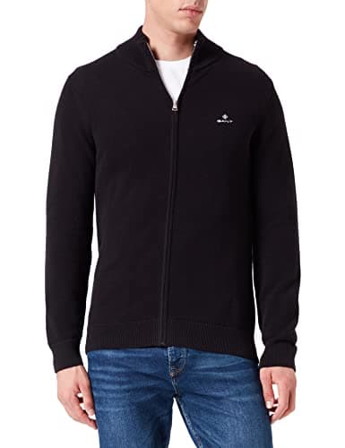 Image of GANT Men's Casual Cotton Zip Cardigan, Black, M