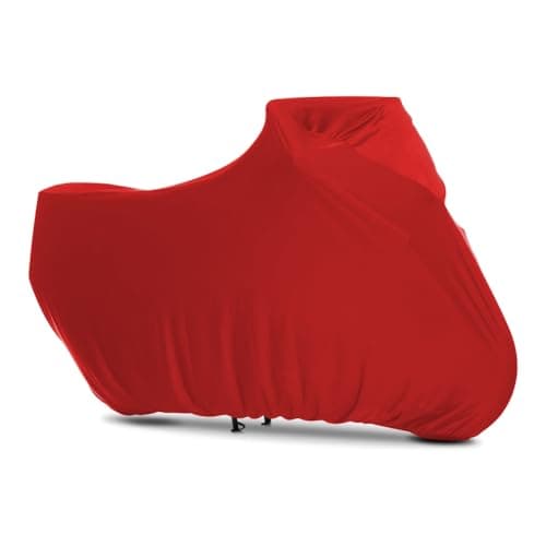 Image of BIHEE Indoor Motorcycle Cover Soft Stretch Motorbike Cover Dustproof Indoor Cover for Universal Motorcycle Motorbike, Red, 265x105X125 cm, XXL