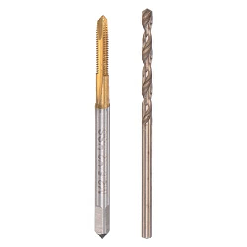 Image of sourcing map M2.5 x 0.45 Spiral Point Thread Tap 2.1mm Drill Bit Set, Metric Titanium Plated Cobalt High Speed Steel Machine Screw Thread Tap Threading Tool