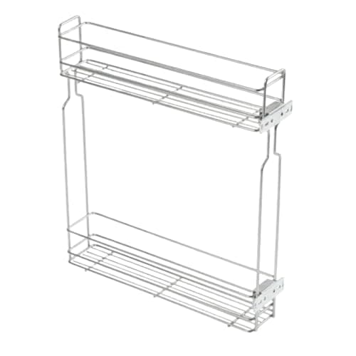 Image of B2C Kitchen Cargo Pull Out Basket 2 Tier Soft Closing Cabinet Storage Wire Drower Organizer Soft Close Metal Caddy With Slides (Silver, 150mm)