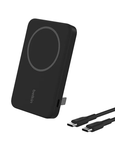 Image of Belkin BoostCharge Pro Wireless Power Bank 5000mAh with Qi2, MagSafe Compatible Portable Charger + Built-in Pop-up Kickstand, For iPhone 17, iPhone Air, 16, 15, 14, Pixelsnap and More - Black
