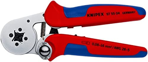Image of KNIPEX Self-Adjusting Crimping Pliers for Wire Ferrules with Lateral Access in Blister Chrome-Plated with Multi-Component Handles 180 mm, 97 55 04 SB